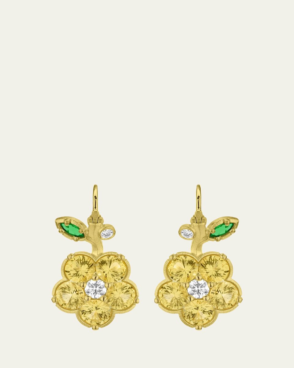 18K Yellow Gold Wild Child Diamond, Yellow Sapphire, and Tsavorite Earrings